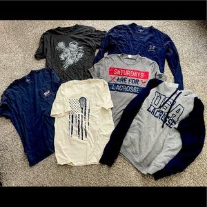 Lot- 6 Lacrosse tops. 1 sweatshirt, 1 long sleeve Vineyard Vines and 4 tshirts